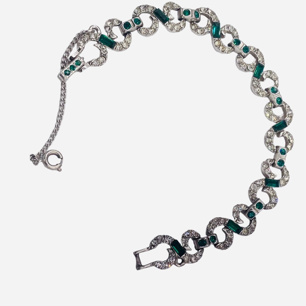 Stunning Antique Art Deco Rhinestone Link Bracelet